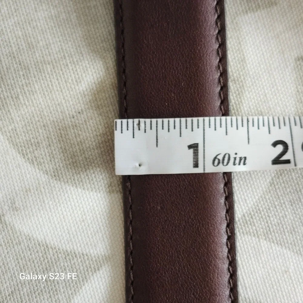 L.L. Bean Leather Belt Mens 36 Brown Brass Buckle Made in USA Classic Dress
